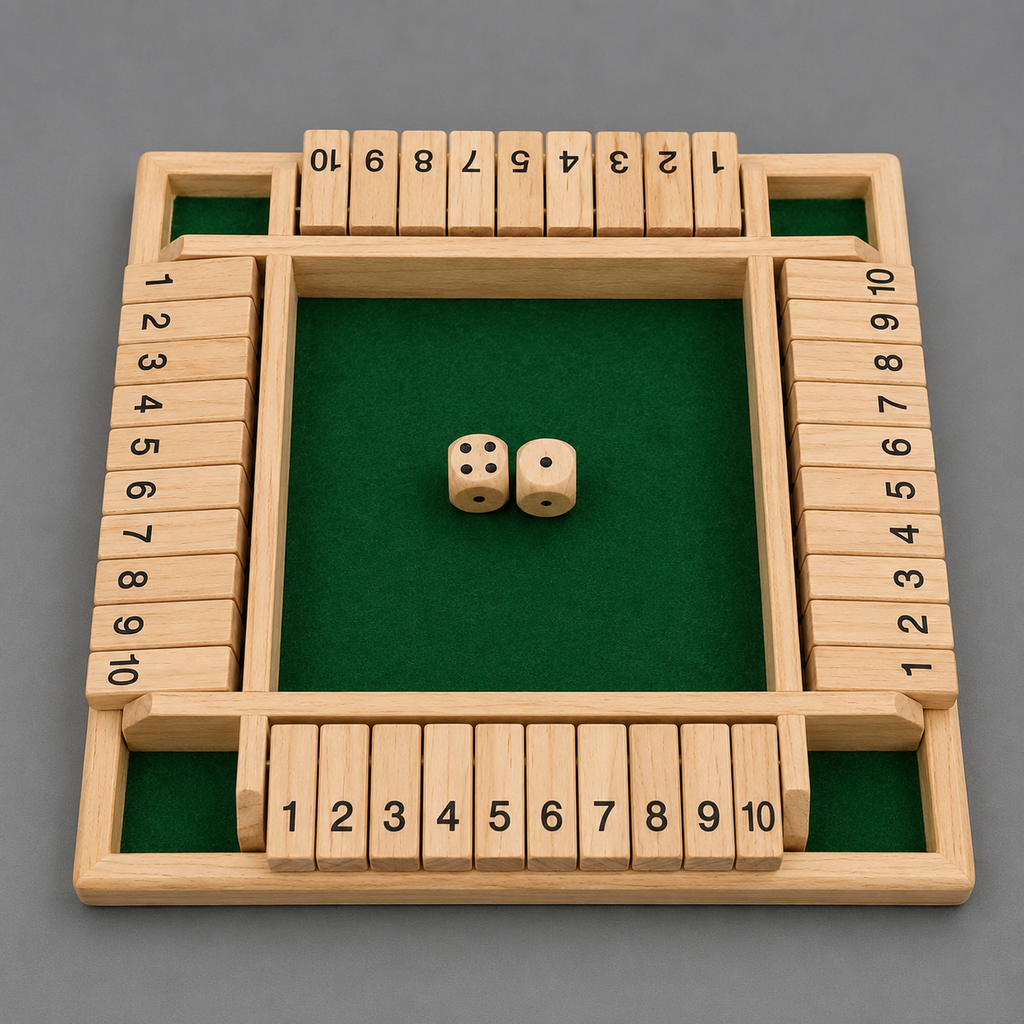 Deluxe Shut The Box Board Game Set Toy for Adults and Families Dice Party Club Drinking Games