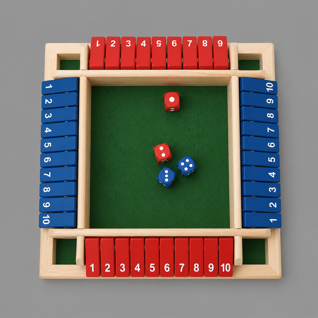 Deluxe Shut The Box Board Game Set Toy for Adults and Families Dice Party Club Drinking Games