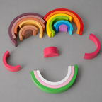 Rainbow Arch Bridge Wooden Stacking Blocks Game for Children Color Cognitive Montessori Educational Wooden Toy