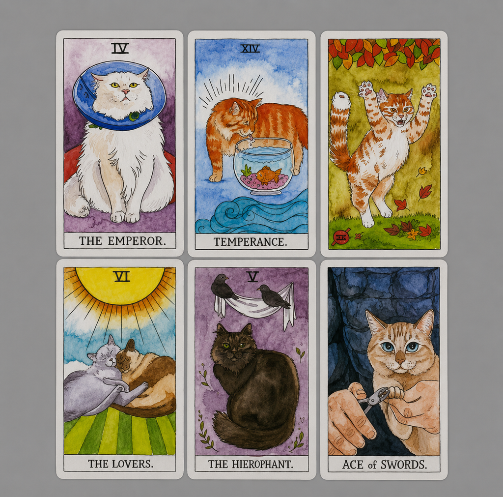 Cute Cat Tarot Cards Deck Oracle English Visions Divination Edition Board Playing Games for Beginners & Collectors