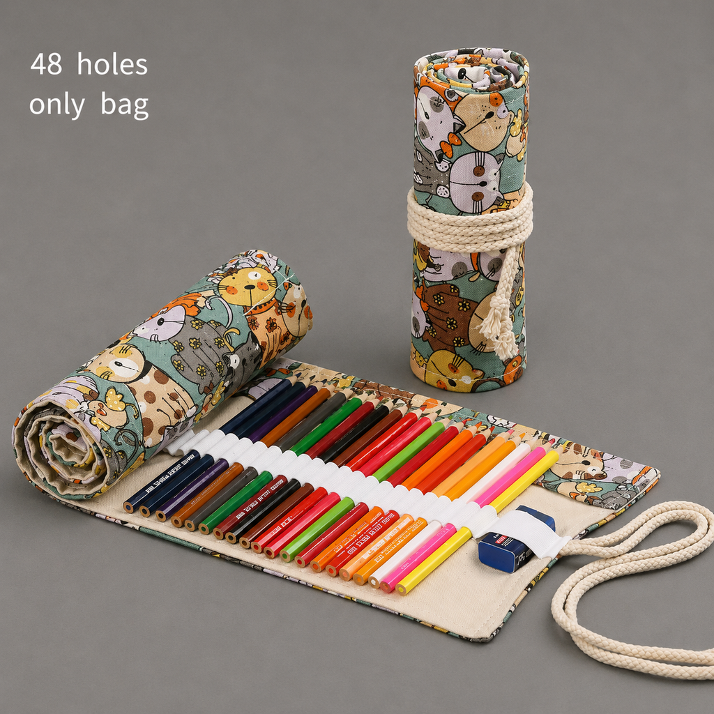 Roll Up Pencil Case for Colored Pencils and Art Supplies