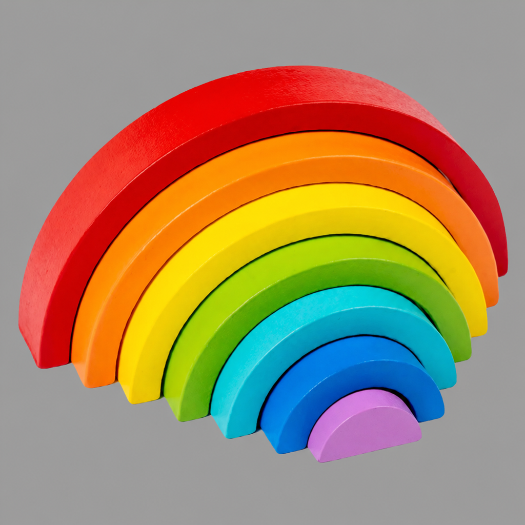 Rainbow Arch Bridge Wooden Stacking Blocks Game for Children Color Cognitive Montessori Educational Wooden Toy