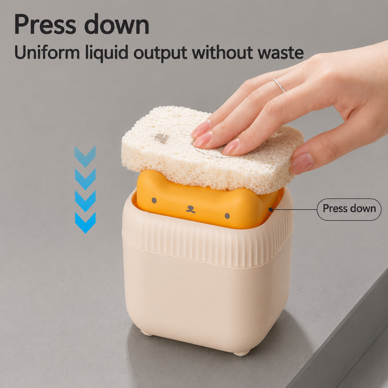 Easy Press Kitchen Soap Dispenser with Sponge Holder