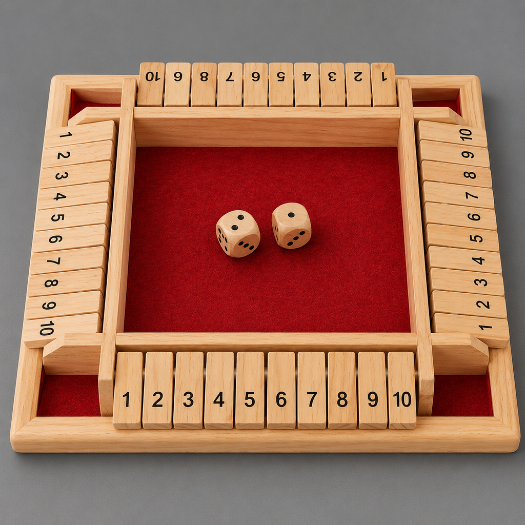 Deluxe Shut The Box Board Game Set Toy for Adults and Families Dice Party Club Drinking Games