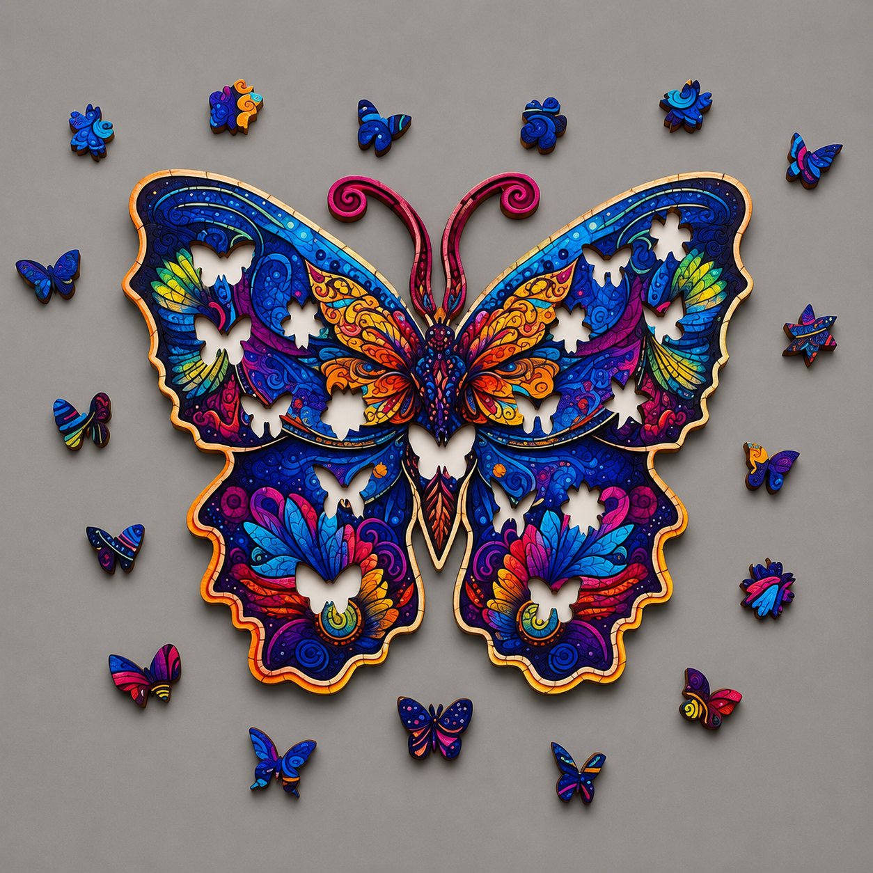 Colorful Butterfly Wooden Jigsaw Puzzle Unique Shaped Gift Puzzle