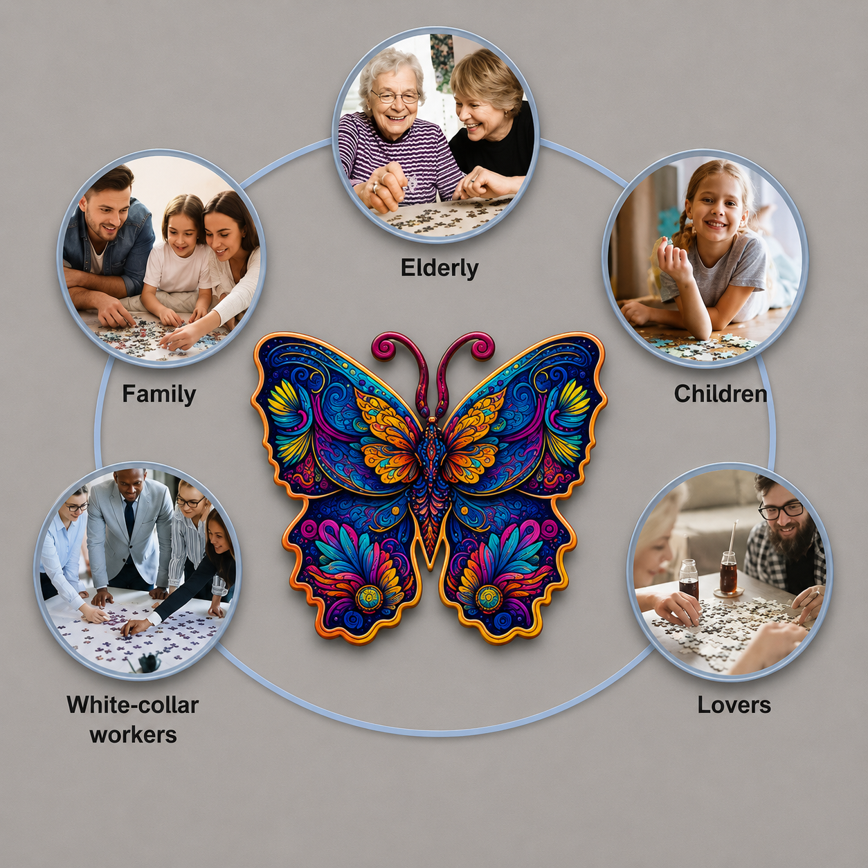 Colorful Butterfly Wooden Jigsaw Puzzle Unique Shaped Gift Puzzle