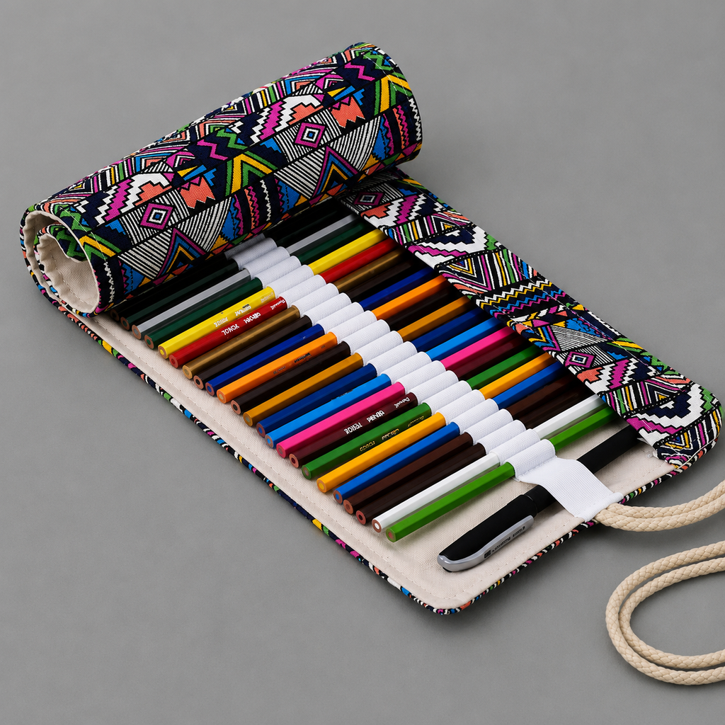Roll Up Pencil Case for Colored Pencils and Art Supplies