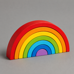 Rainbow Arch Bridge Wooden Stacking Blocks Game for Children Color Cognitive Montessori Educational Wooden Toy