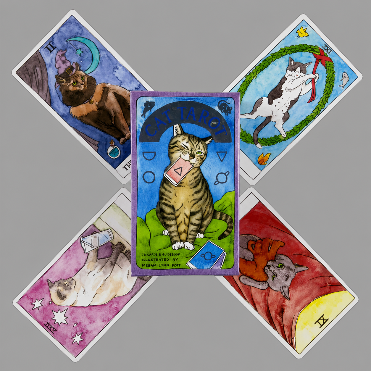 Cute Cat Tarot Cards Deck Oracle English Visions Divination Edition Board Playing Games for Beginners & Collectors