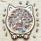 Cat-Shaped Wooden Jigsaw Puzzle Unique Animal Puzzle for Cat Lovers & Gifts