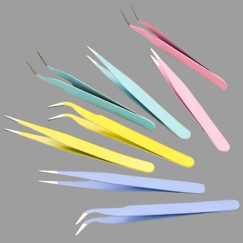 Stainless Steel Precision Tweezers Straight and Curved Color Scrapbook Tweezers for Bead and Fine Projects