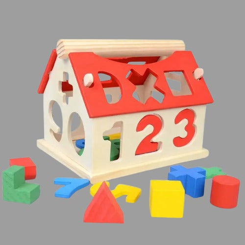 Montessori Math Toy for Toddlers Educational Wooden Puzzle Toys Count Number House Shape Matching Games Board Toy