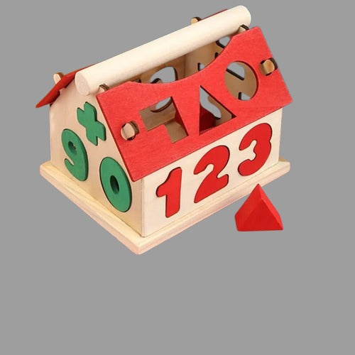 Montessori Math Toy for Toddlers Educational Wooden Puzzle Toys Count Number House Shape Matching Games Board Toy