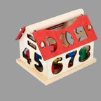 Montessori Math Toy for Toddlers Educational Wooden Puzzle Toys Count Number House Shape Matching Games Board Toy