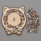 Cat-Shaped Wooden Jigsaw Puzzle Unique Animal Puzzle for Cat Lovers & Gifts
